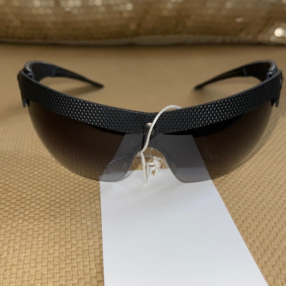 Men's Emporio  Armani Black Shield Sunglasses — Sleek Wraparound Design